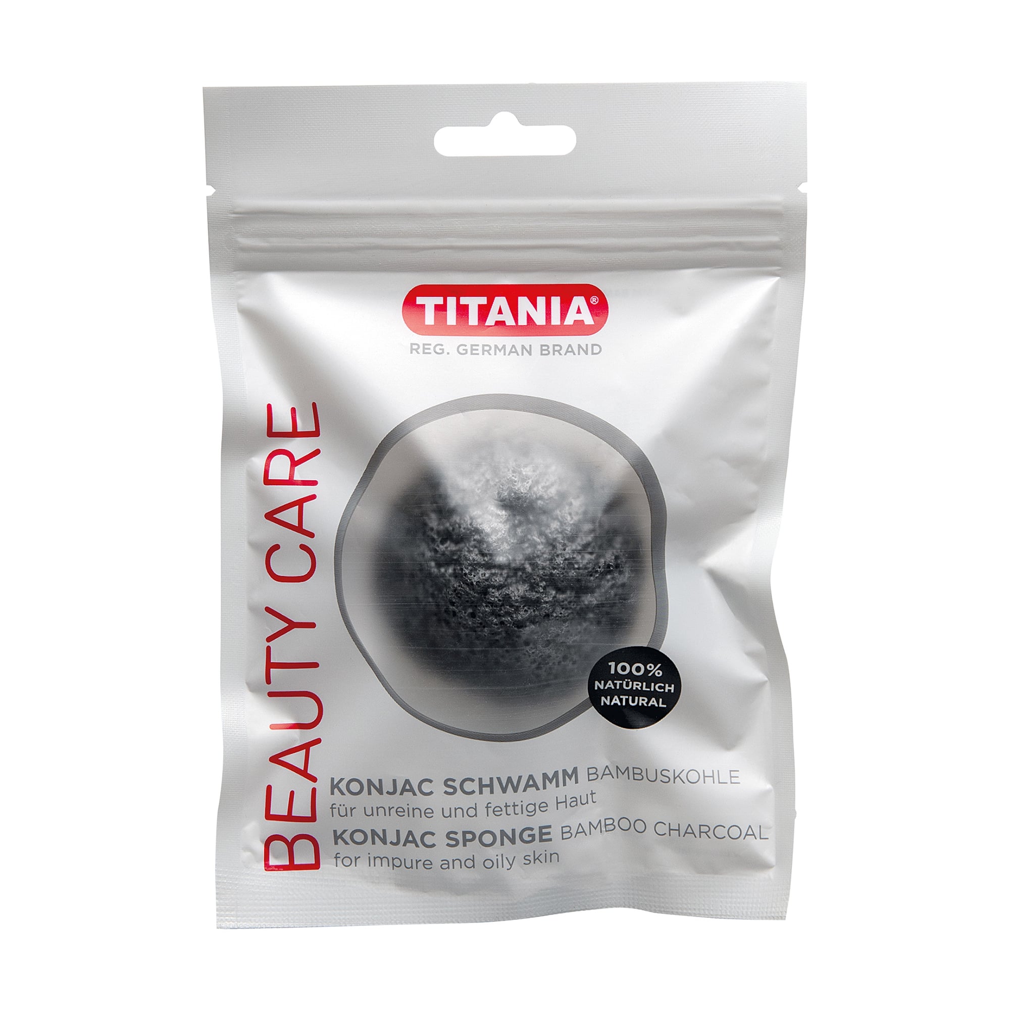 Спонж-аплiкатор Titania Bamboo Charcoal губчатий конжаковий, для нанесення косметичних засобiв та пiлiнгу обличчя (2981)